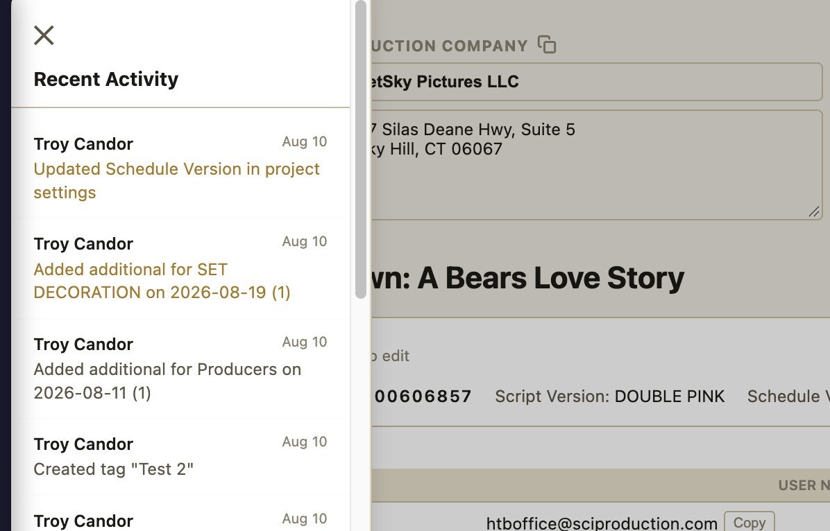 Edit log — full activity history showing who changed what and when